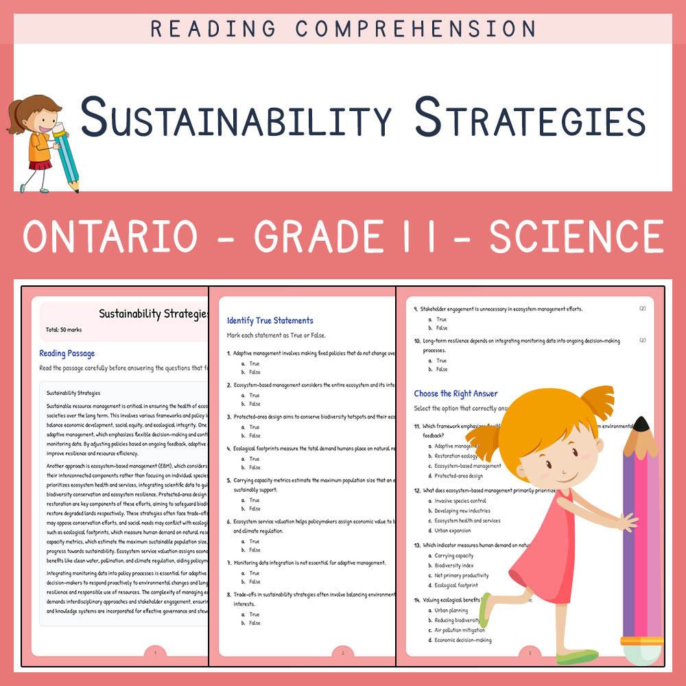 Grade 11 Science worksheet elena worksheet — Grade 11 Science | Sustainability Strategies Worksheet Elena | Ontario — page 1
