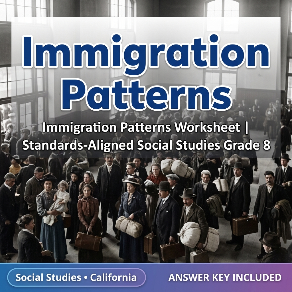 Immigration Patterns Worksheet | Standards-Aligned Social Studies Grade 8
