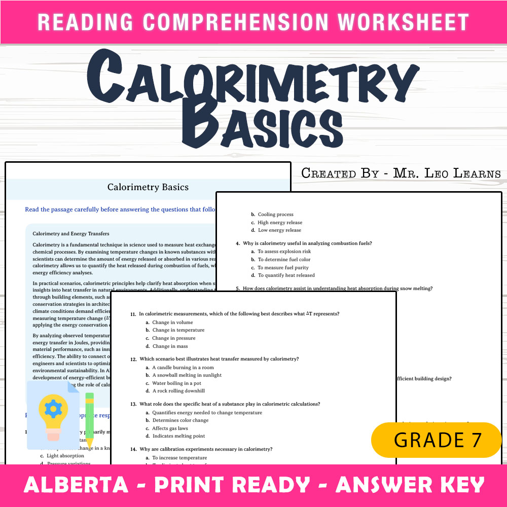 Grade 7 Science worksheet mcq paper worksheet — Grade 7 Science — Calorimetry MCQ Worksheet for Mastery — page 1
