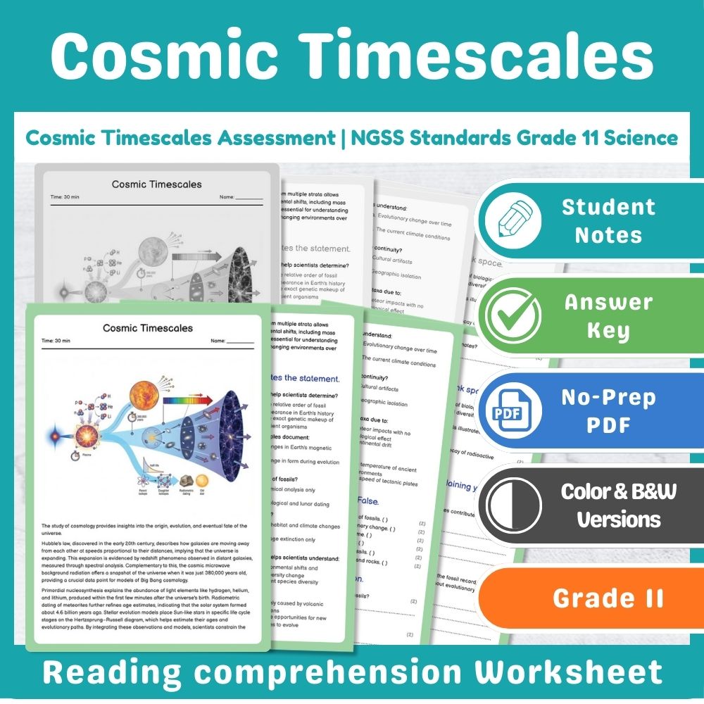 Grade 11 Science Mini Bundle | Cosmic/Orbital Mechanics Assessment NGSS — included worksheet 2