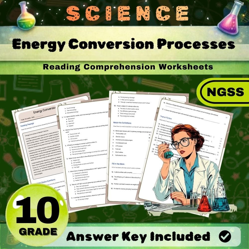 Grade 10 Science NGSS Bundle | Worksheets for Earth, Life & Physical Sciences — included worksheet 54