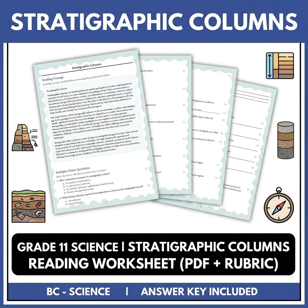 Grade 11 Science | Stratigraphic Columns Reading Worksheet (PDF + Rubric)