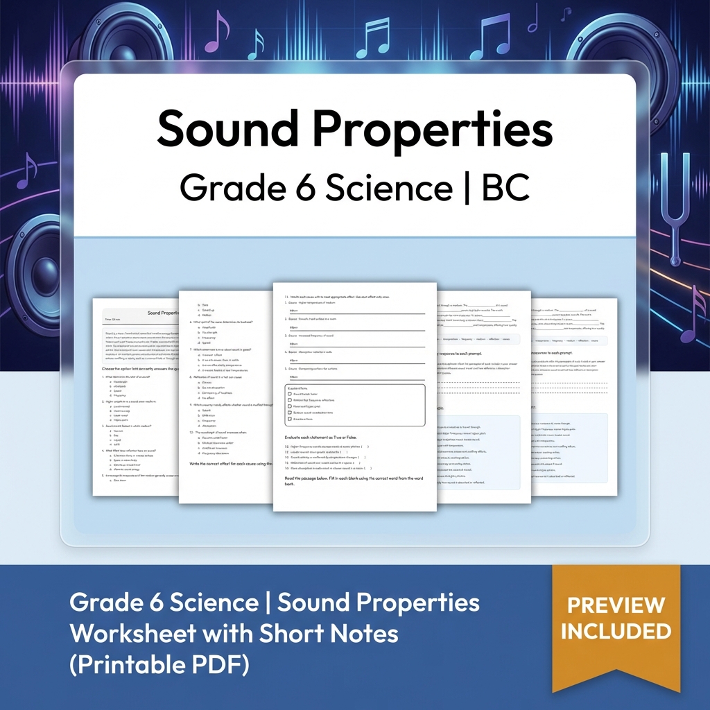 Grade 6 Science | Energy, Waves & Circuits UNIT Bundle (BC Frame work) — included worksheet 13