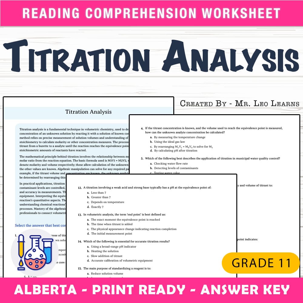 Grade 11 Science worksheet mcq paper worksheet — Grade 11 Science — Titration Analysis Worksheet MCQ Paper PDF + Answer Ke…
