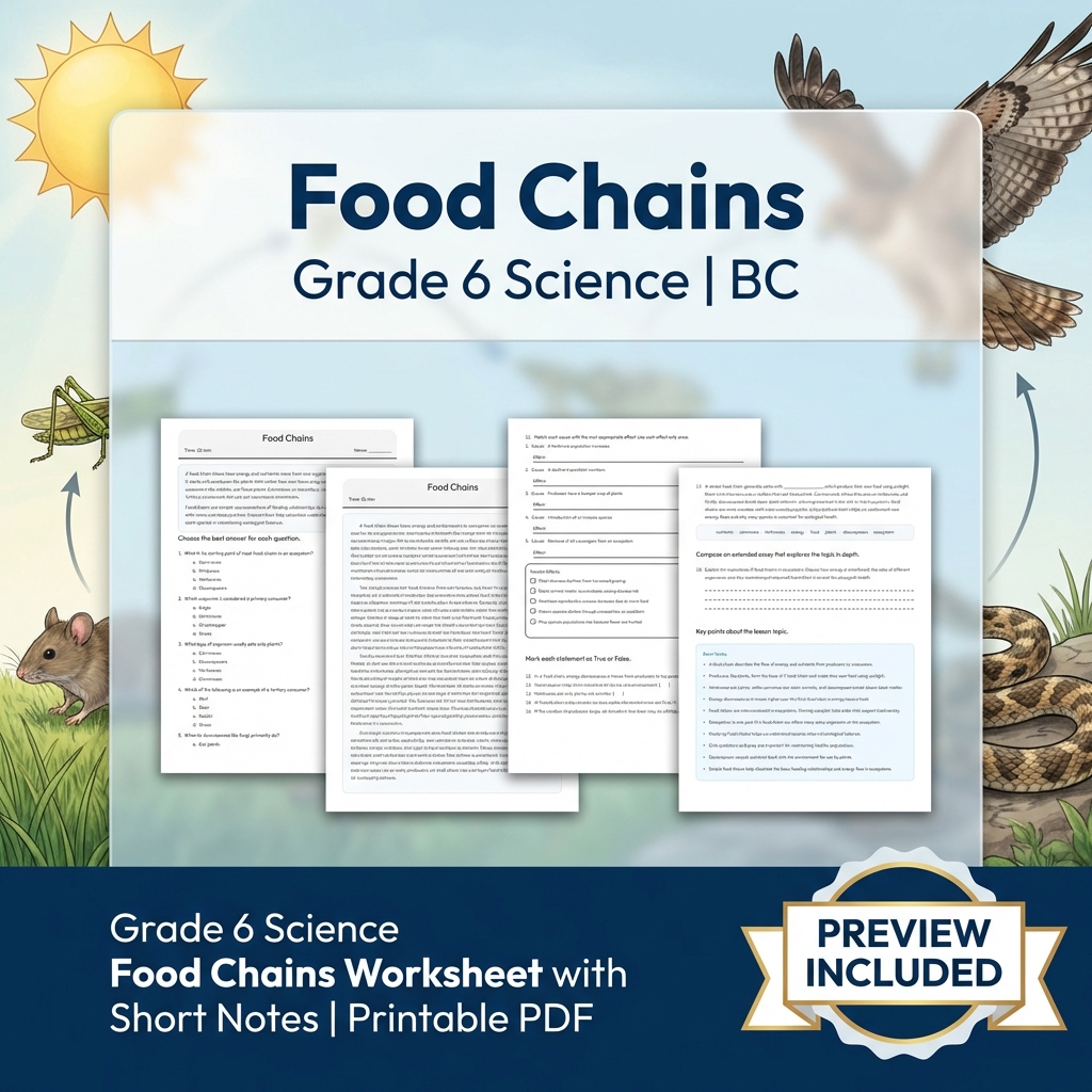 Grade 6 Science BC Ecosystems & Environmental Processes Worksheet Pack Full Year — included worksheet 51