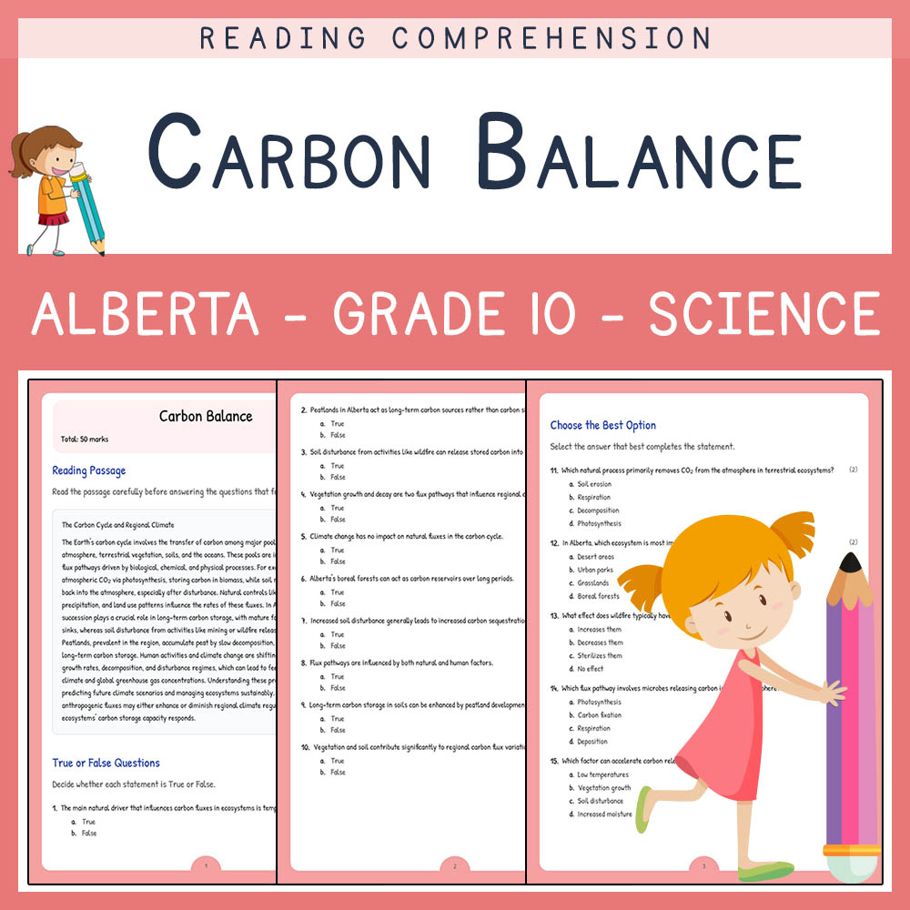 Grade 10 Science worksheet elena worksheet — Grade 10 Science | Carbon Balance Worksheet | Alberta Standards — page 1