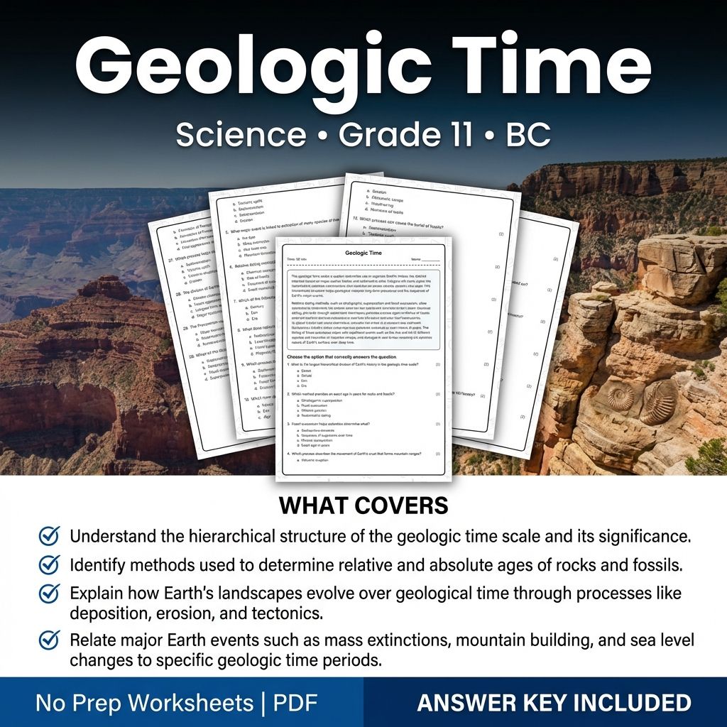 Grade 11 Science | Geologic Time Worksheet & Answer Key (Printable PDF)