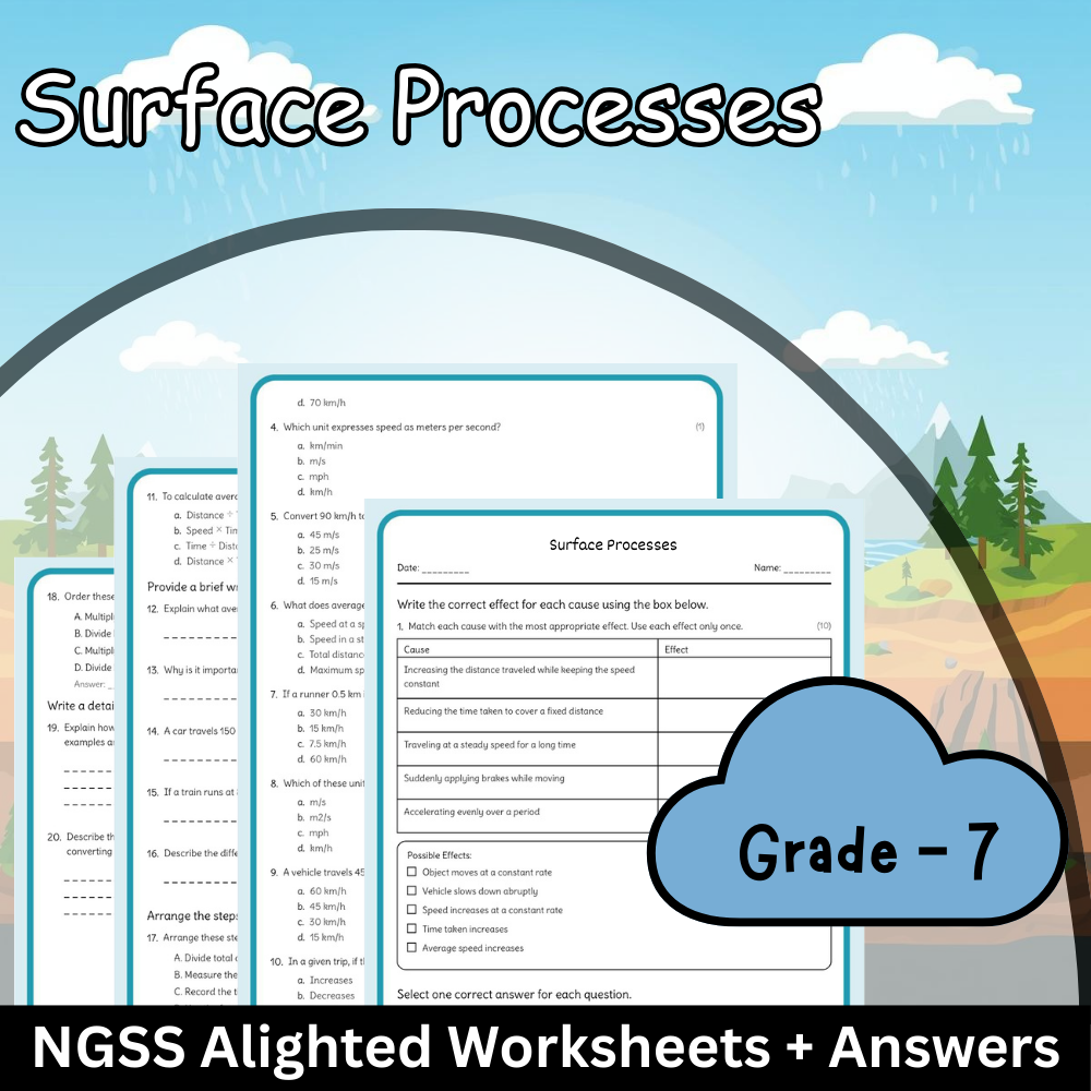 Grade 7 Science – Surface Processes Worksheet (NGSS Aligned) | PDF