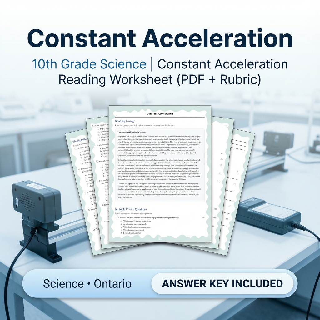 Grade 10 Science Unit Bundle – Motion, Forces & Mechanics (Answer Keys Included) — included worksheet 10