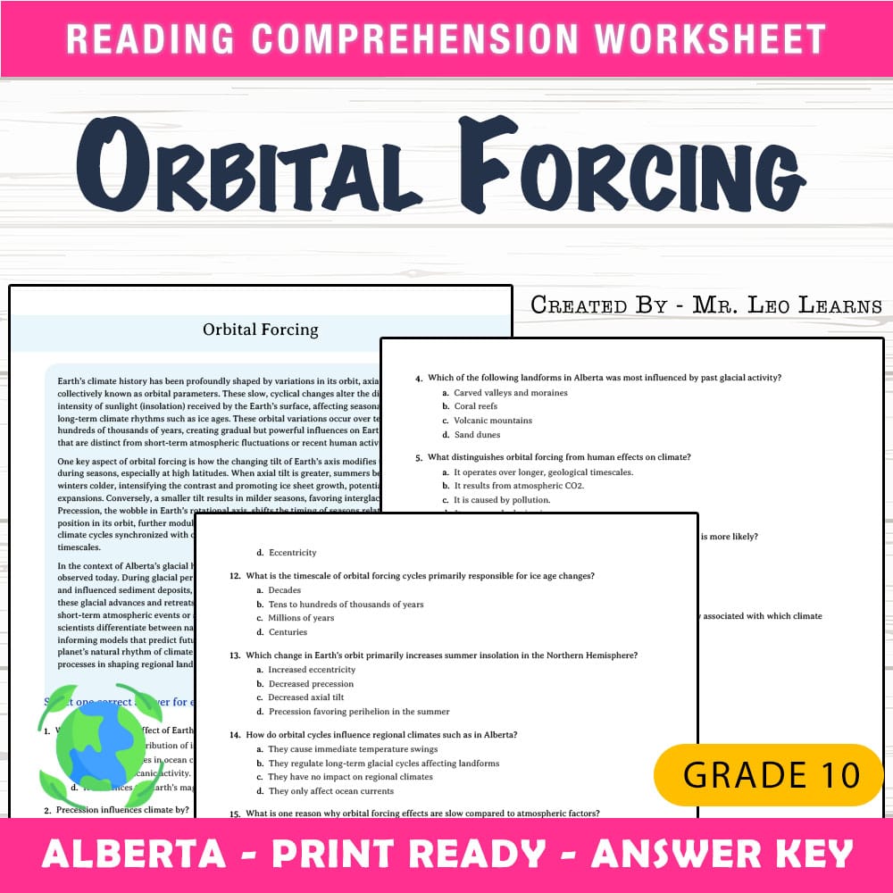 Grade 10 Science worksheet mcq paper worksheet — Grade 10 Science — Worksheet MCQ Paper for Mastering Orbital Forcing — pa…