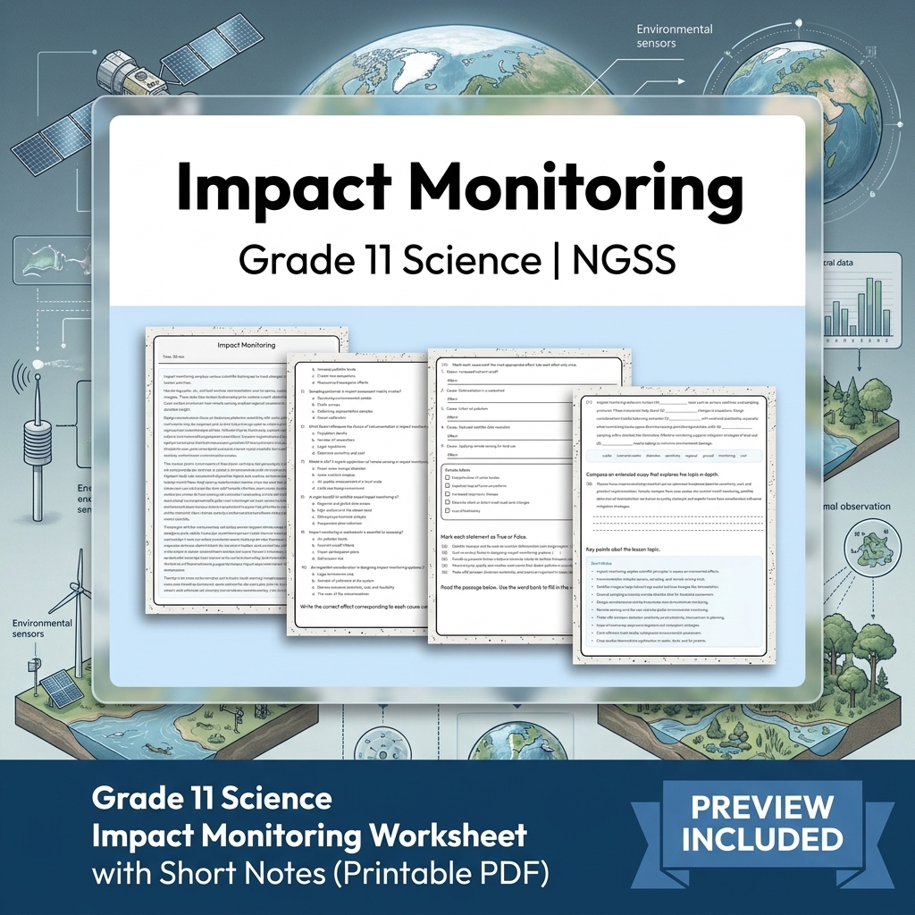 Grade 11 Science NGSS Worksheet Bundle – Ecosystem, Genetics & Physics Topics — included worksheet 43