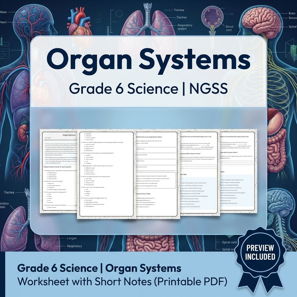Grade 6 Science NGSS From Molecules to Organisms: Structures & Processes — included worksheet 7