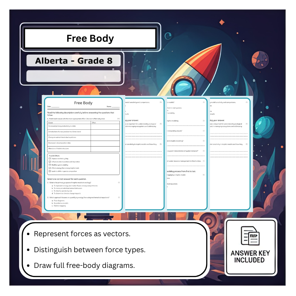 Grade 8 Science – Free Body Forces Worksheet (PDF) — Alberta Standards