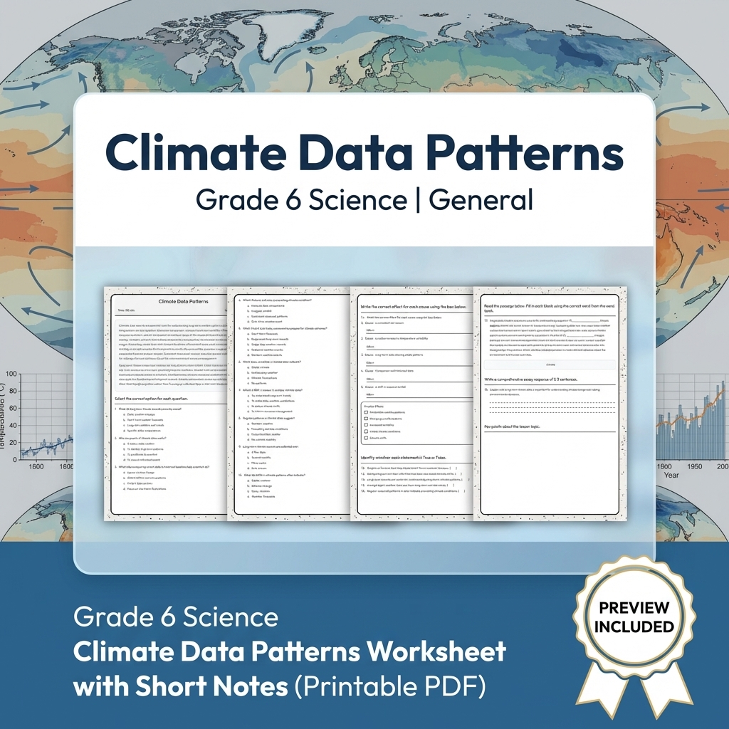 Grade 6 Science Lesson Group  Weather, Water, Space, Erosion & Climate  — included worksheet 8