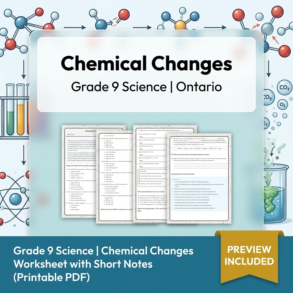 Grade 9 Science Lesson Group Bundle | Ontario Curriculum Worksheets — included worksheet 12