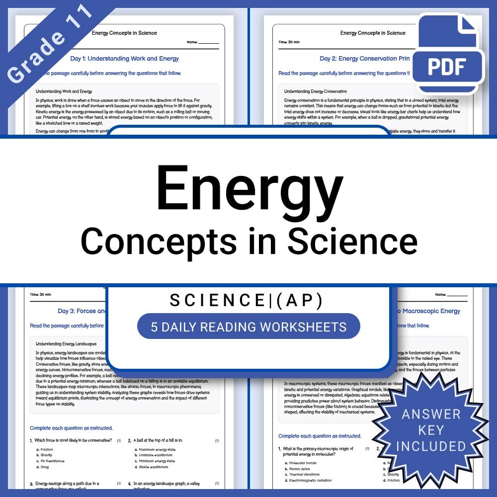 AP Physics Principles Activities & Worksheets | Grade 11 Advanced Placement  — included worksheet 10