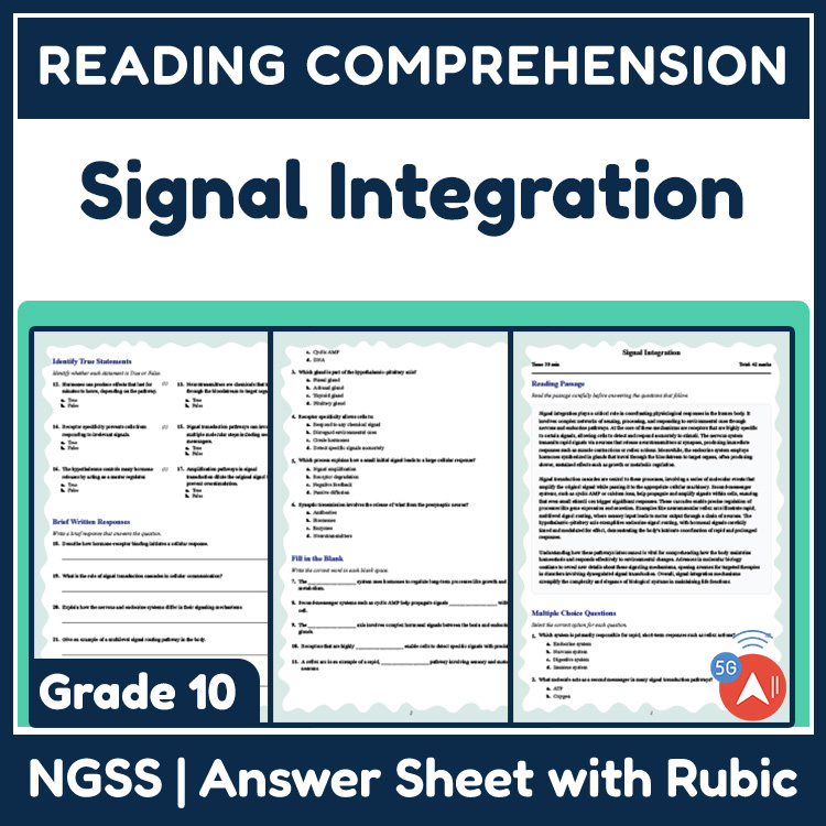 Grade 10 Science reading worksheets worksheet — 10th Grade Science | Signal Integration Reading Worksheet (PDF + Answer Ke…