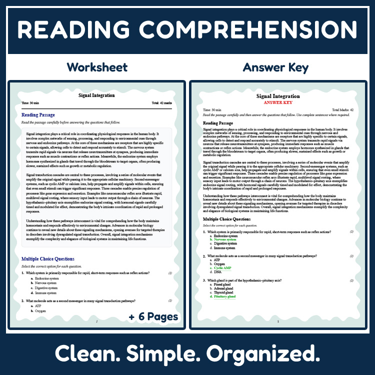 Grade 10 Science reading worksheets worksheet — 10th Grade Science | Signal Integration Reading Worksheet (PDF + Answer Ke…