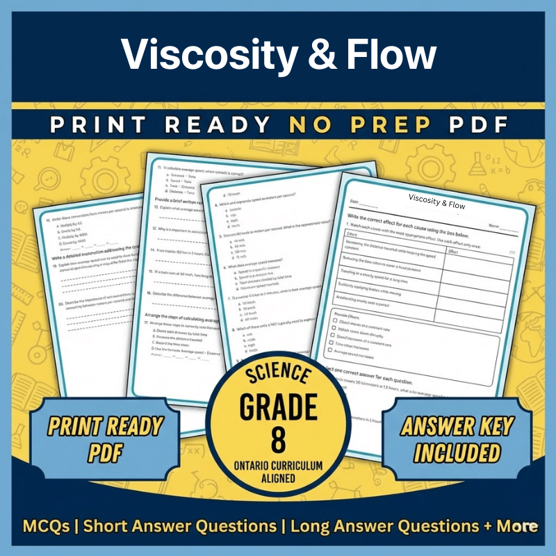 Grade 8 Science | Viscosity and Flow Worksheet (Ontario) (PDF)