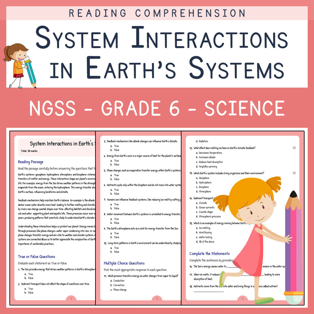 Grade 6 Science worksheets for primary grades worksheet — Grade 6 Science | Earth's Systems Interactions Worksheet (PDF) |…