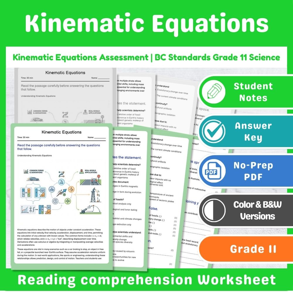 Grade 11 Science Assessment Bundle | Classical Mechanics & Motion Topics — included worksheet 13