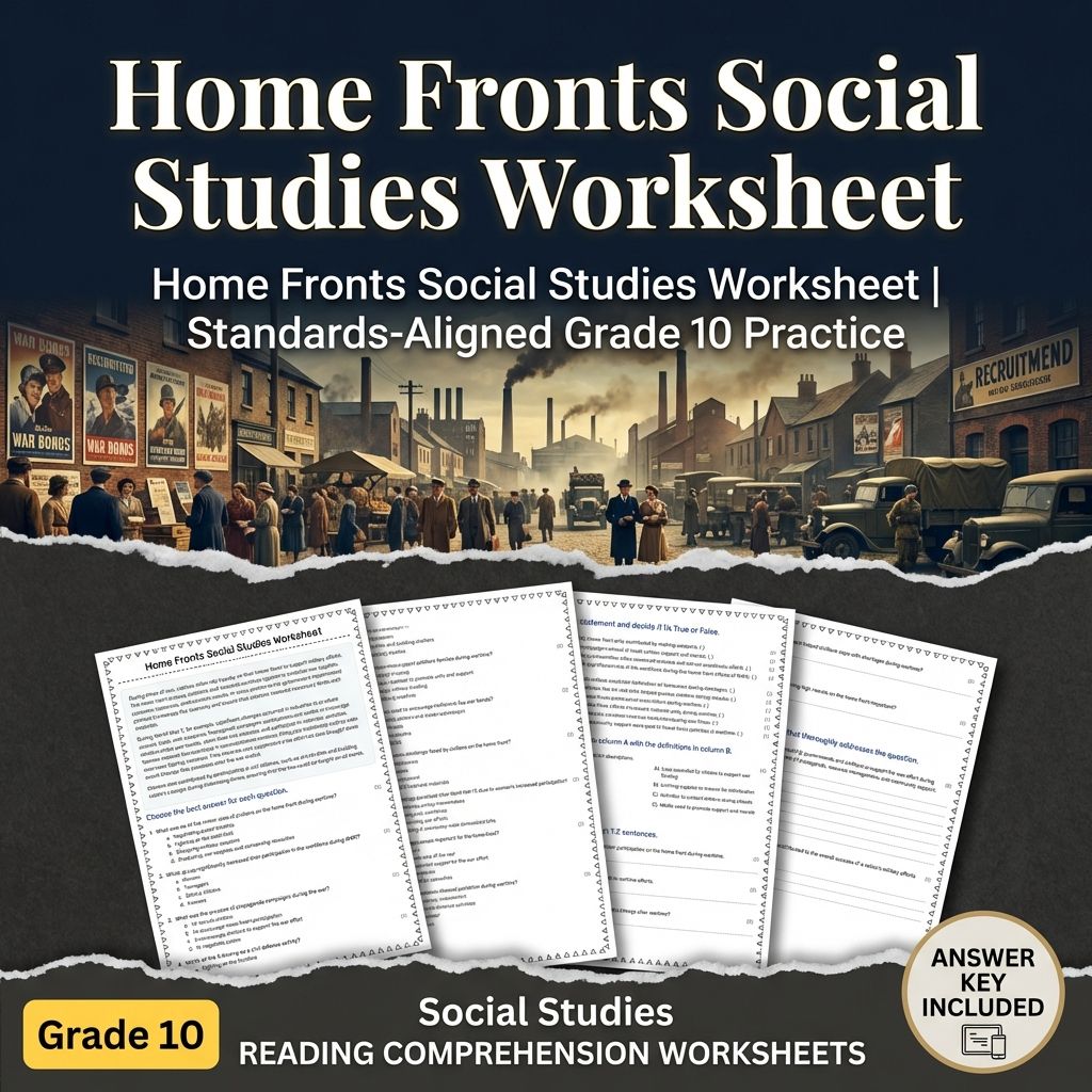 Home Fronts Social Studies Worksheet | Standards-Aligned Grade 10 Practice