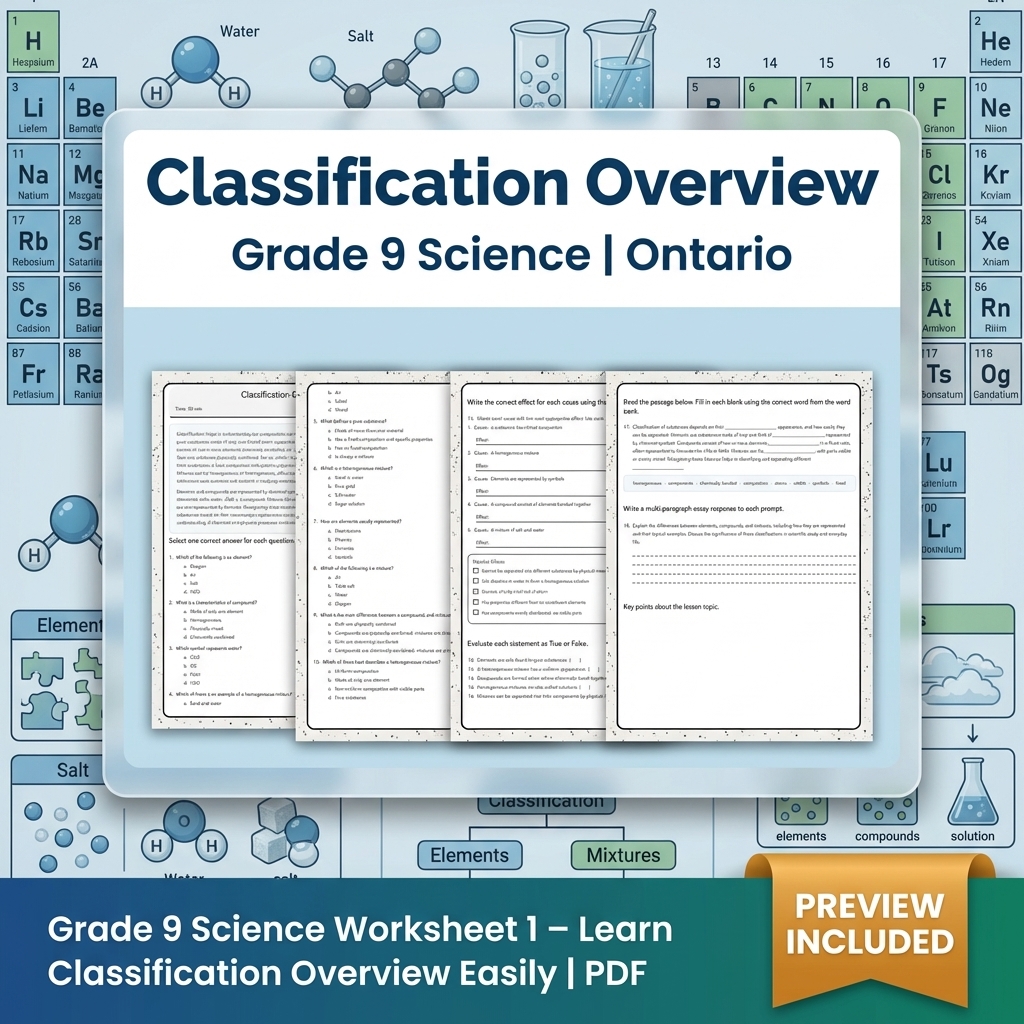 Grade 9 Science Lesson Group Bundle | Ontario Curriculum Worksheets — included worksheet 13
