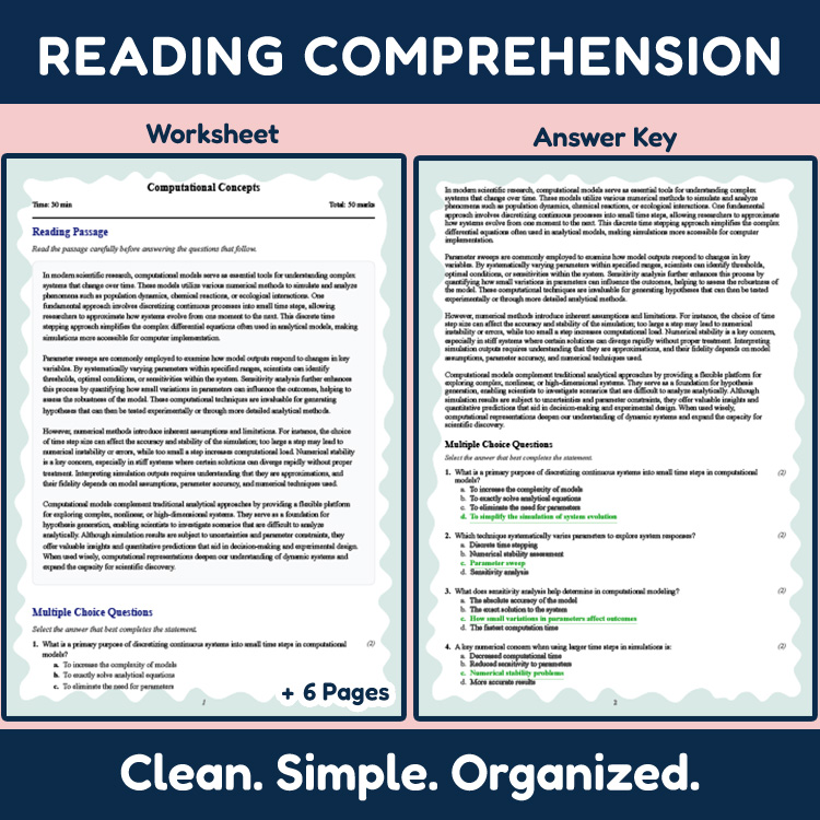 Grade 10 Science reading worksheets worksheet — Grade 10 Science | Computational Concepts Reading Worksheet & Answer Key (…
