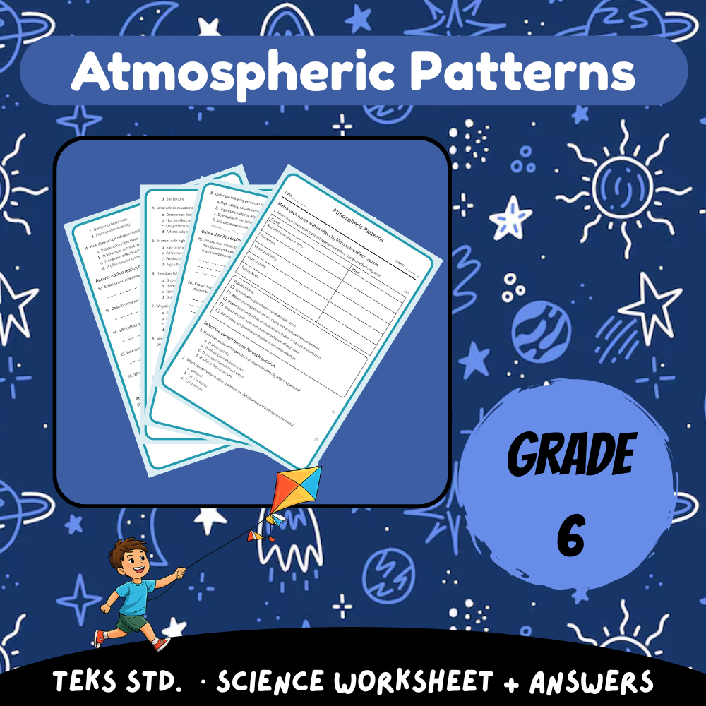 6th Grade Science | Atmospheric Patterns Worksheet (Worksheet + Answer Key)