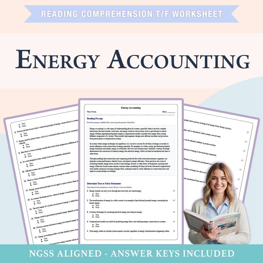 Grade 11 Science reading comprehensions true or false worksheet worksheet — Grade 11 Science | Energy Accounting Worksheet…