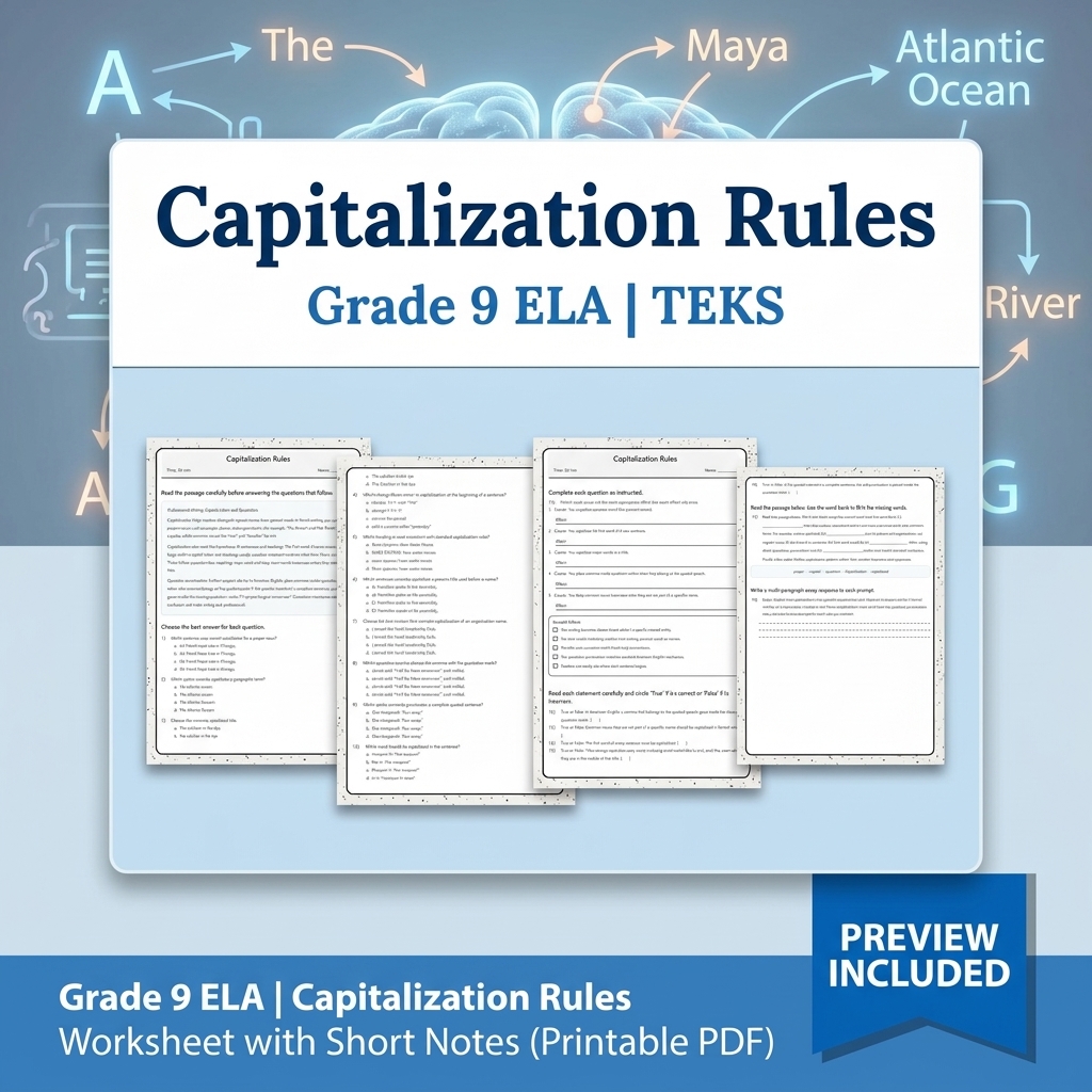 Grade 9 Language Conventions ELA Lesson Bundle | TEKS Verb & Agreement — included worksheet 7