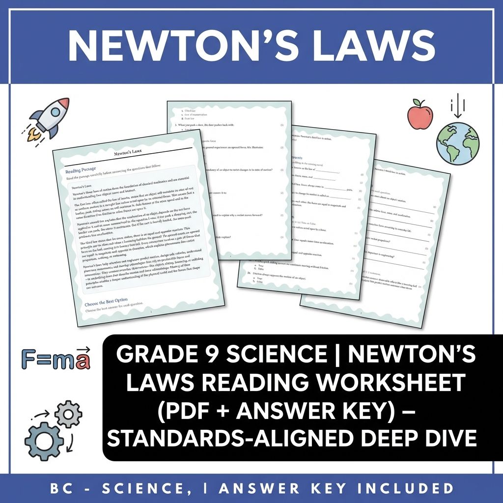 Grade 9 Science | Newton's Laws Worksheet (PDF + Answer Key)