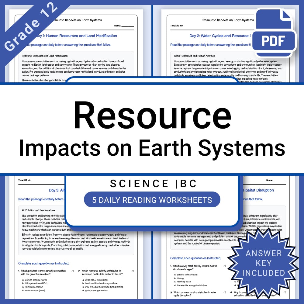 Grade 12 Science Lesson Group: Earth Systems and Geology BC Framework — included worksheet 13