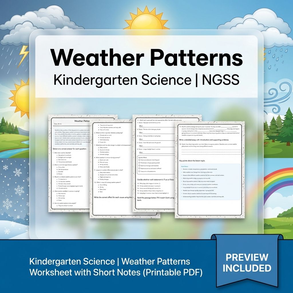 Kindergarten Science | Weather Patterns Worksheet with Short Notes (PDF)