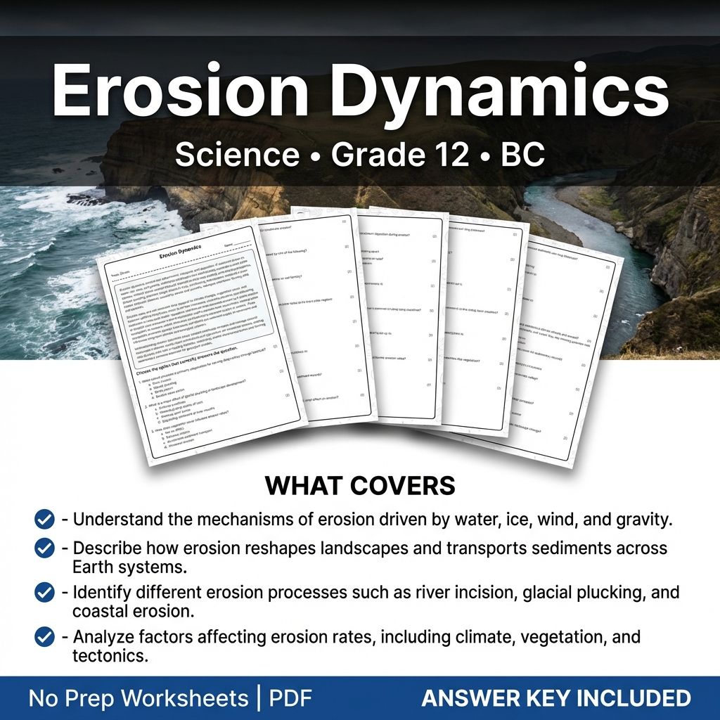 Erosion Dynamics Worksheet | Science | Grade 12 | BC Standards