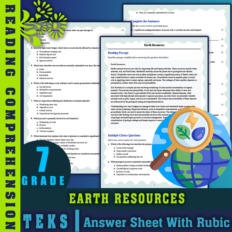 Grade 7 Science reading worksheets worksheet — 7th Grade Science | Earth Resources Reading Worksheet with Answer Key (PDF)…