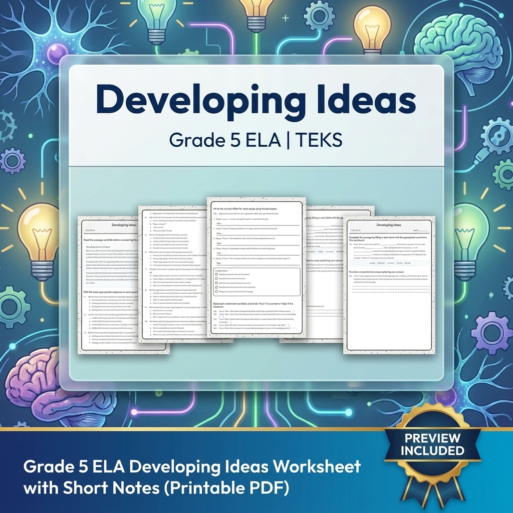 Grade 5 Writing Process: Craft, Revising, and Editing ELA Lesson Bundle – TEKS — included worksheet 8