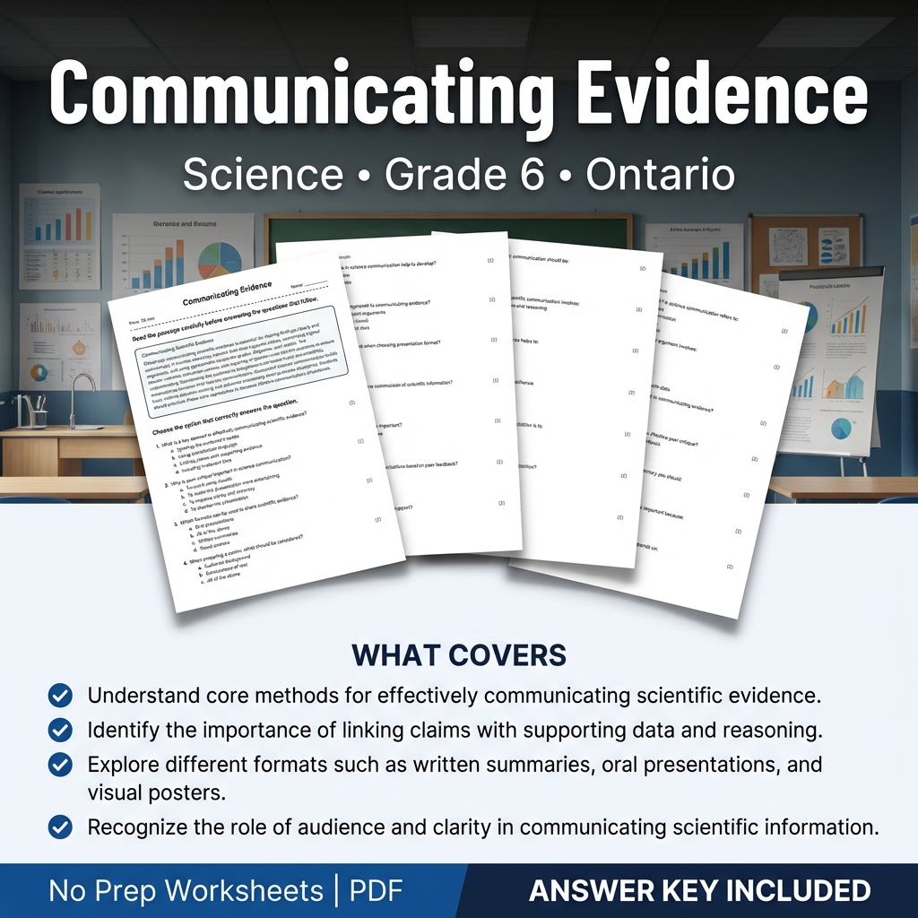 Grade 6 Science Worksheet | Communicating Evidence | Ontario Standards