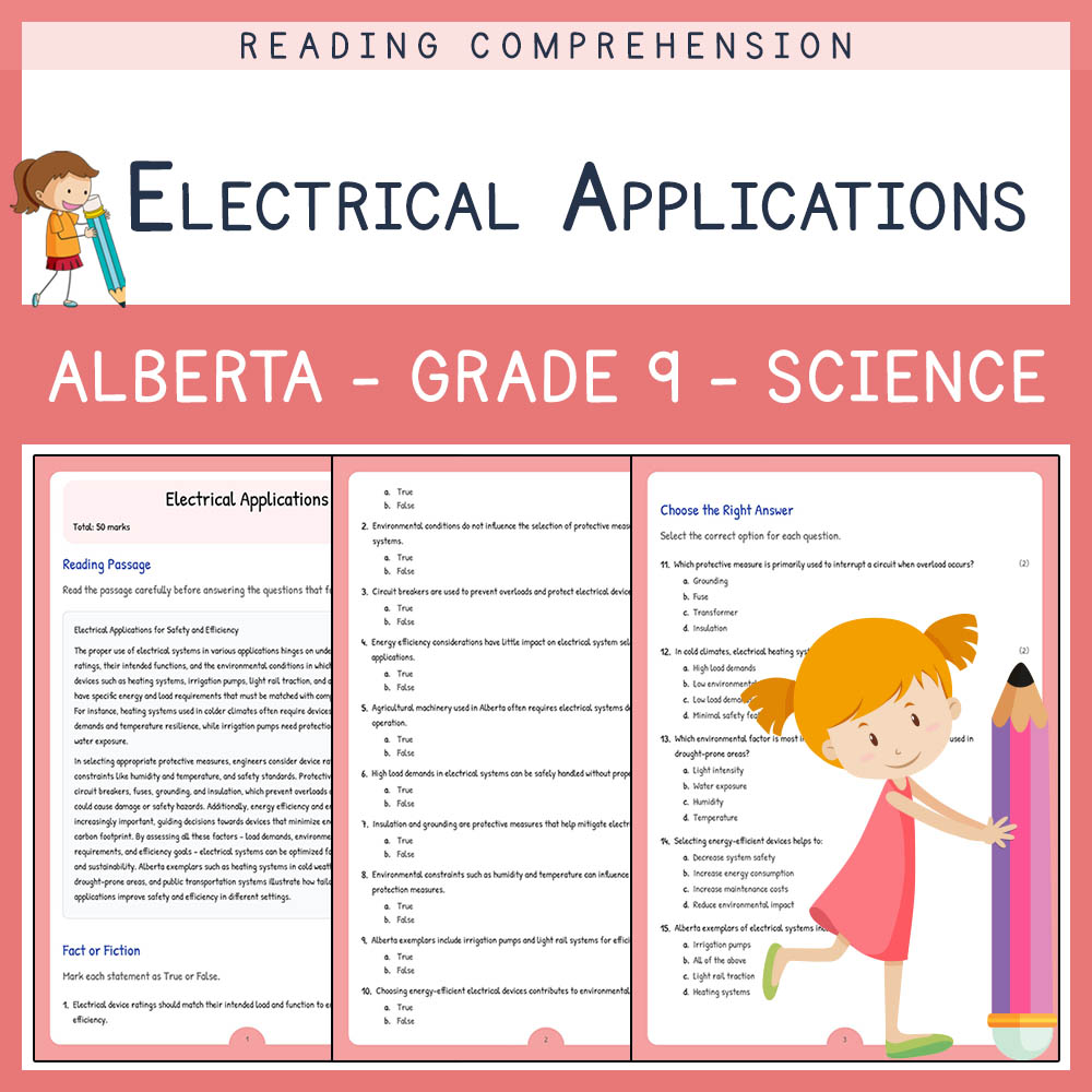 Grade 9 Science worksheet elena worksheet — Grade 9 Science | Electrical Applications Worksheet | Alberta Standard — page 1