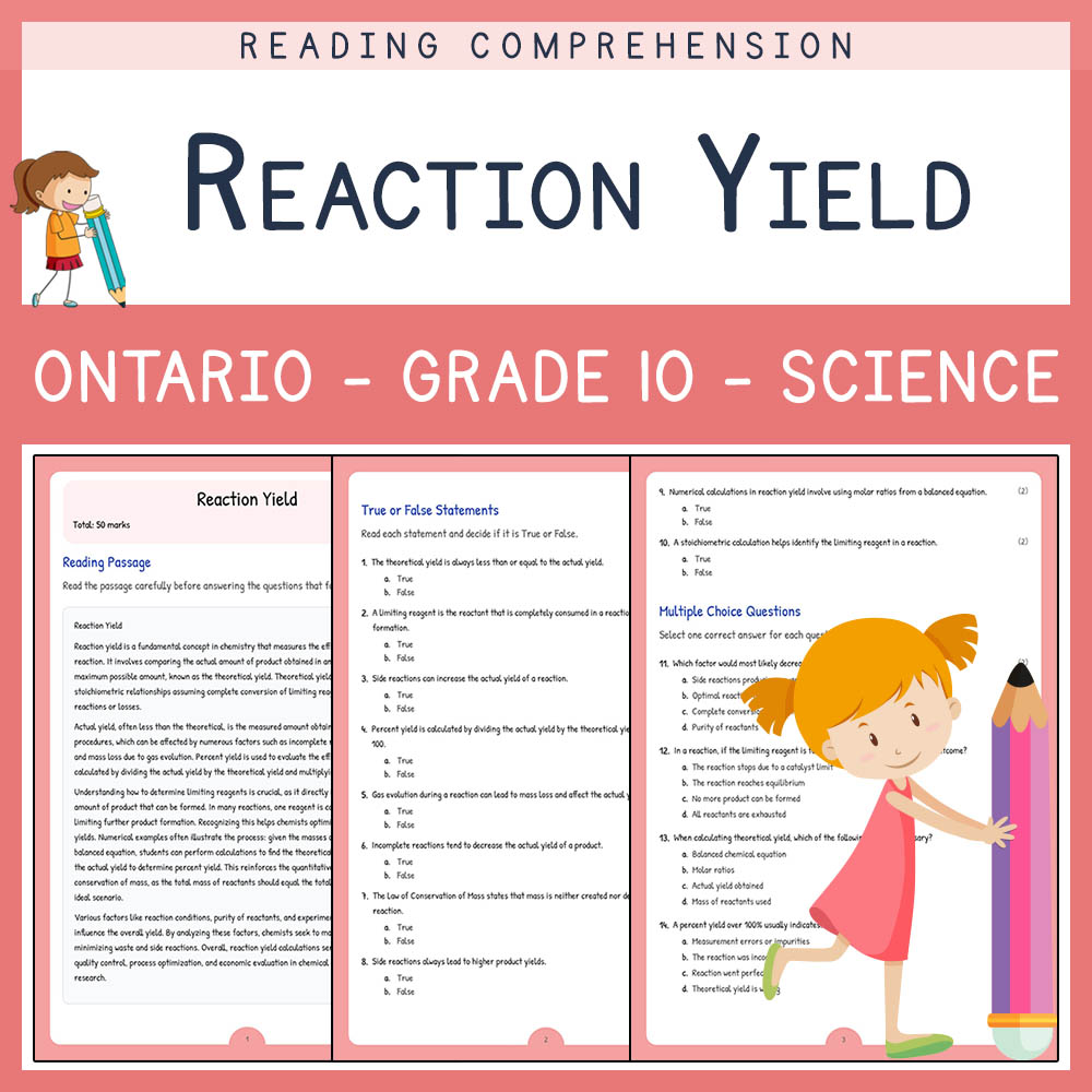 Grade 10 Science worksheet elena worksheet — Grade 10 Science | Reaction Yield Worksheet Elena | Ontario Standard — page 1