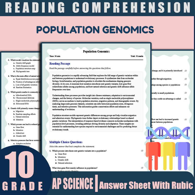 Grade 10 Science reading worksheets worksheet — 10th Grade Science | Population Genomics Reading Worksheet (PDF + Answer K…