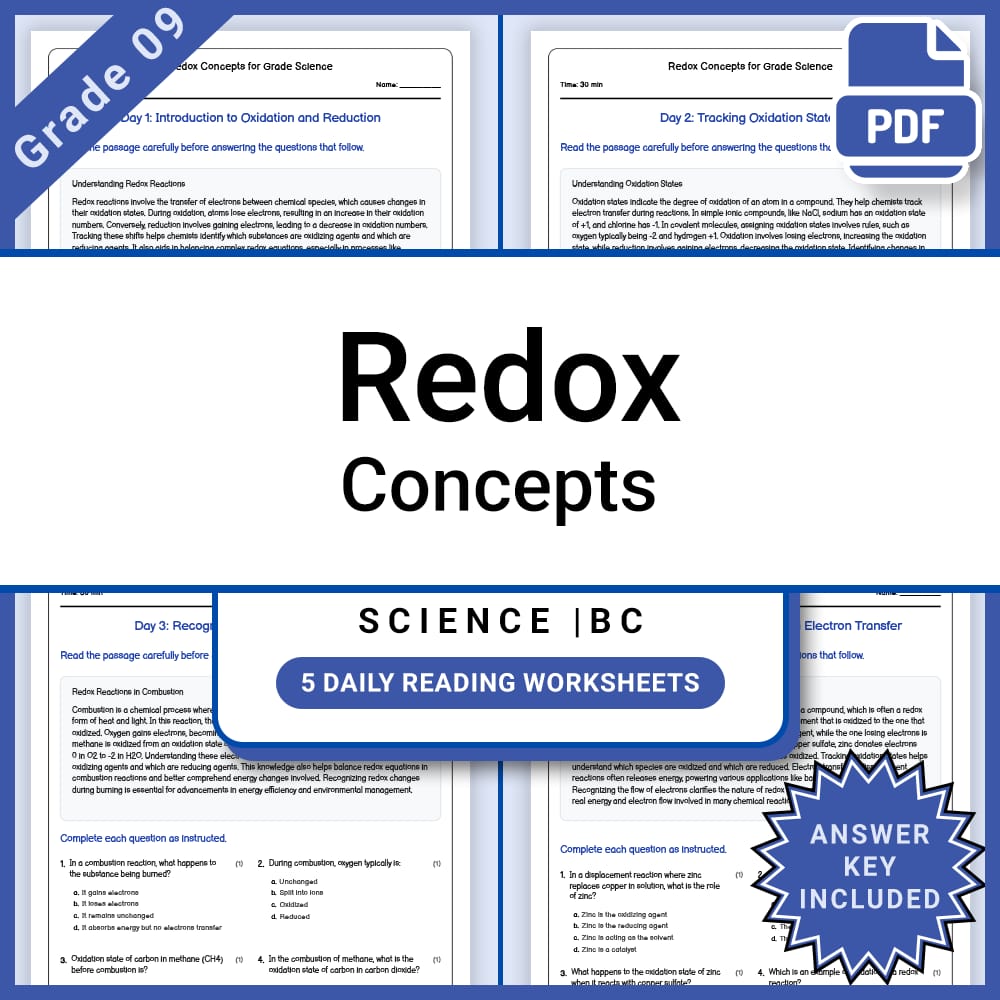 Grade 9 Science Lesson Group BC Framework | Chemistry, Physics, and More — included worksheet 15