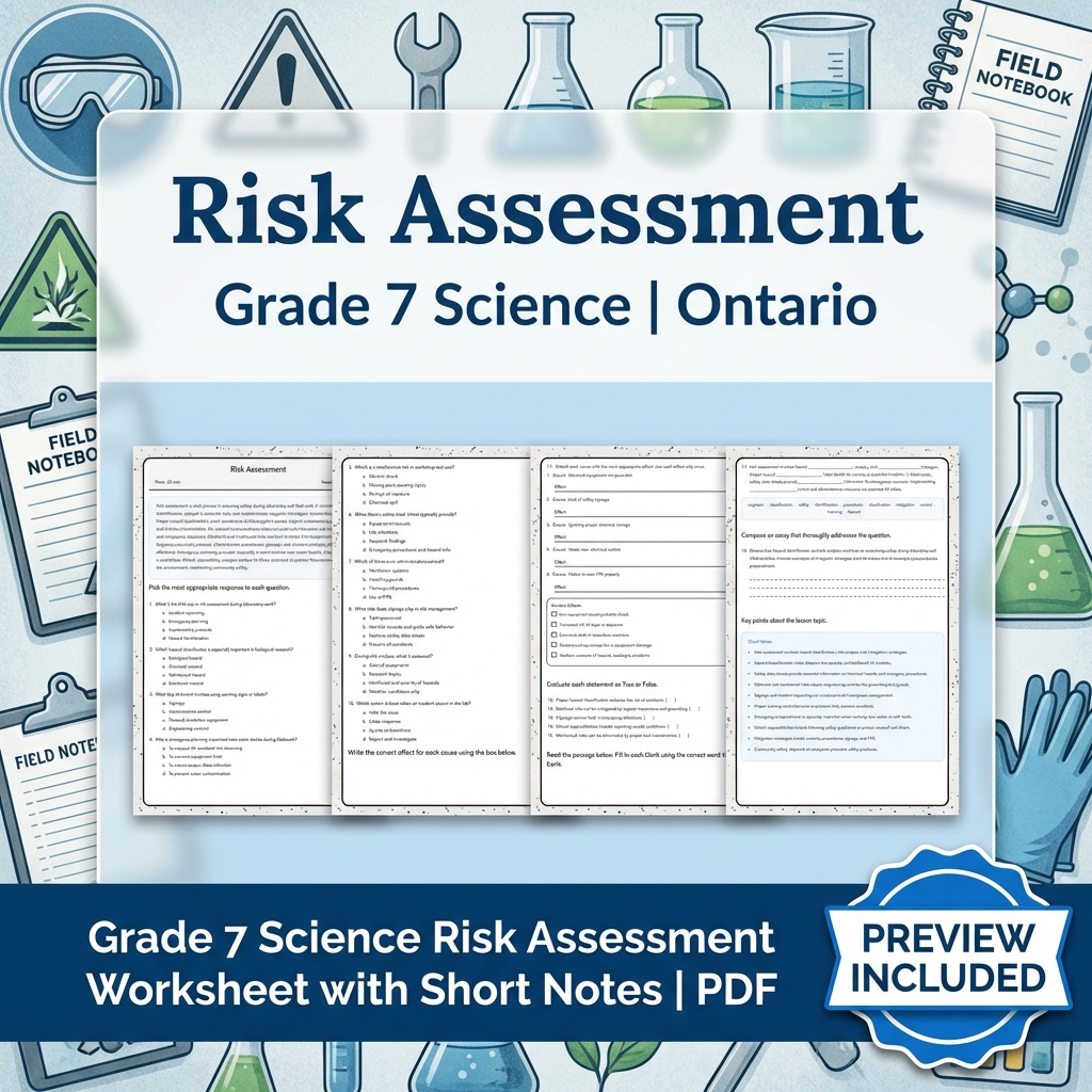 Grade 7 Science Lesson Group Bundle – Ontario Framework Worksheets — included worksheet 11