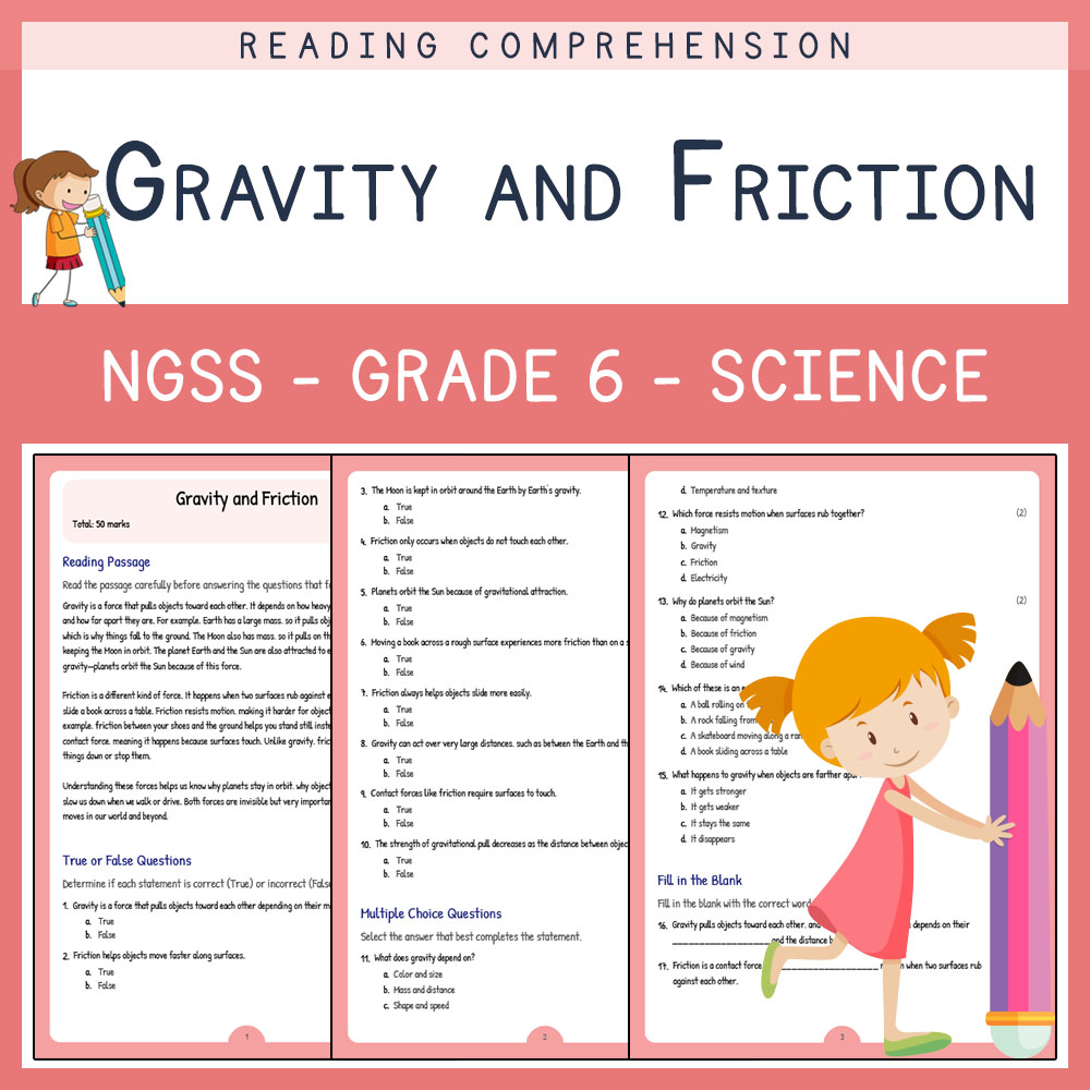Grade 6 Science worksheets for primary grades worksheet — Grade 6 Science | Gravity and Friction Worksheets (PDF + Answer…