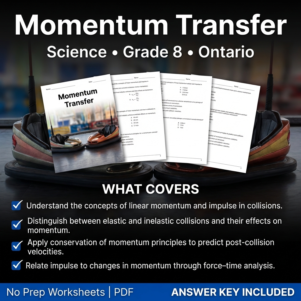 Momentum Transfer Worksheet - Grade 8 Science Ontario Standard Practice