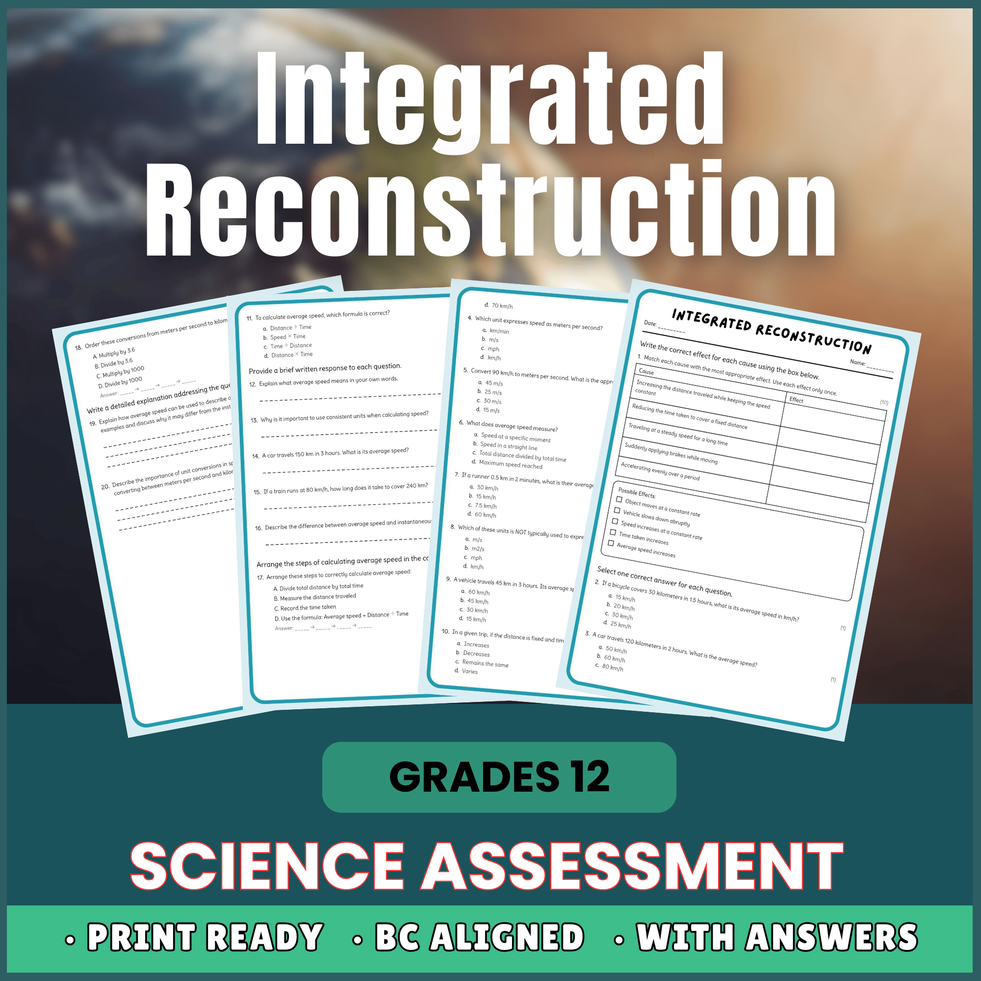 Grade 12 Science | Integrated Reconstruction Worksheet (PDF) – BC Standards