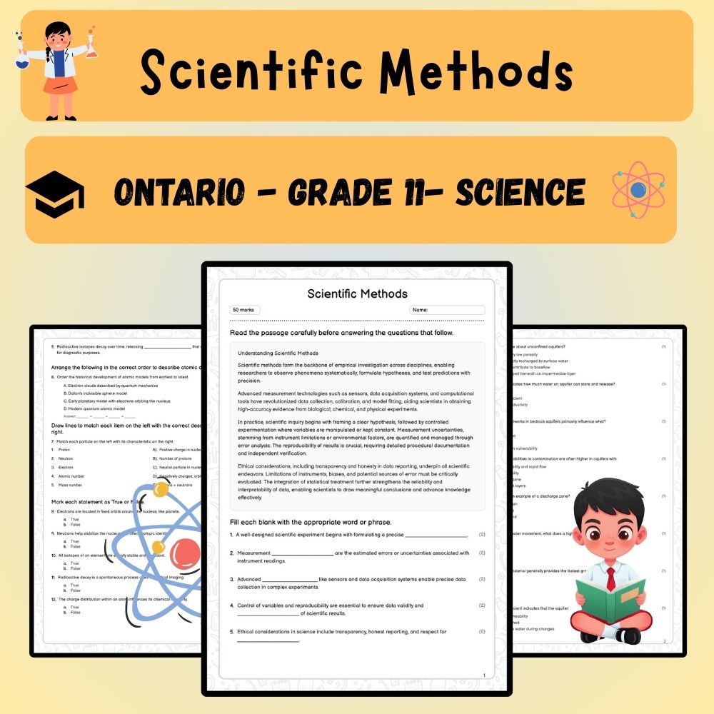 Grade 11 Science worksheet worksheet — Grade 11 Science | Scientific Methods Worksheet (Worksheet + Answer Key) - Ontario…
