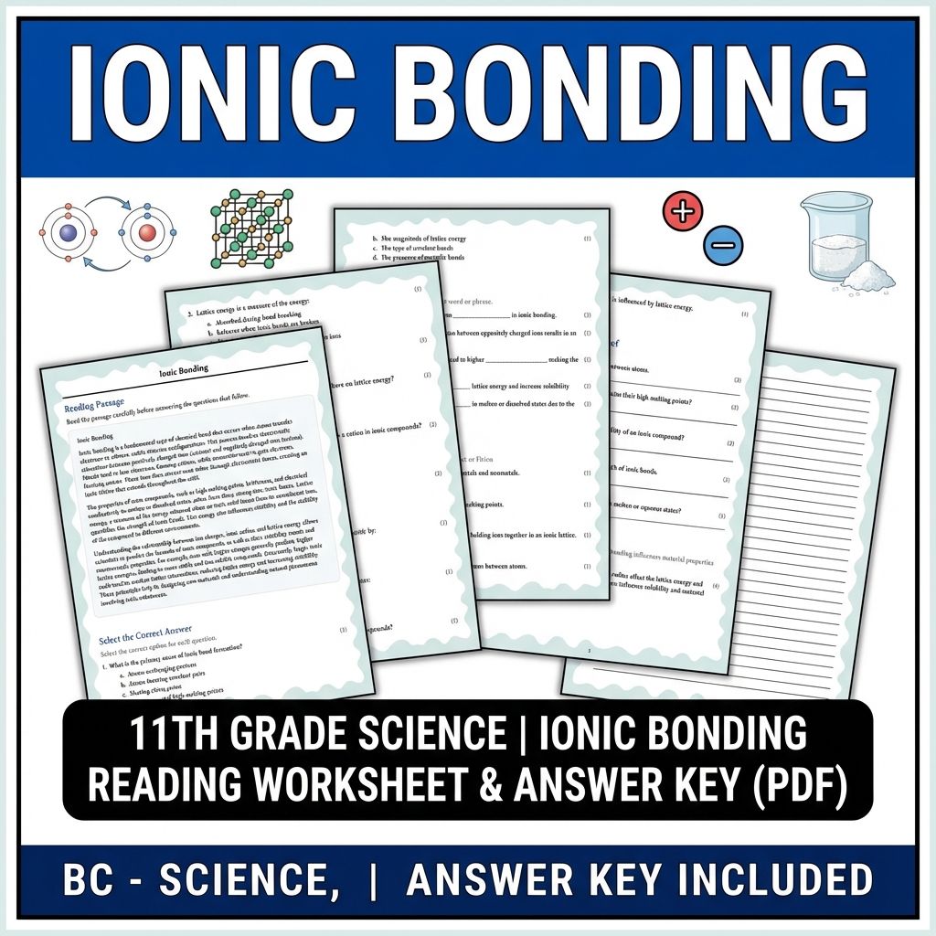 11th Grade Science | Ionic Bonding Reading Worksheet & Answer Key (PDF)