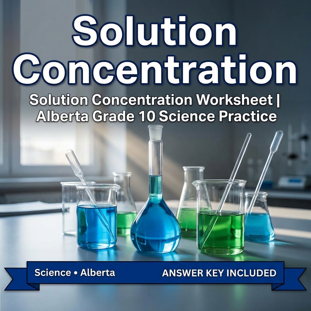 Solution Concentration Worksheet | Alberta Grade 10 Science Practice