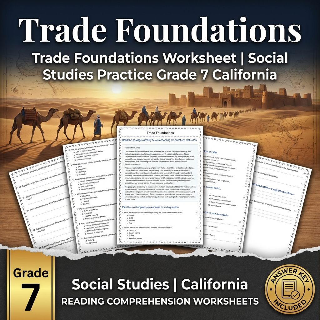 Trade Foundations Worksheet | Social Studies Practice Grade 7 California